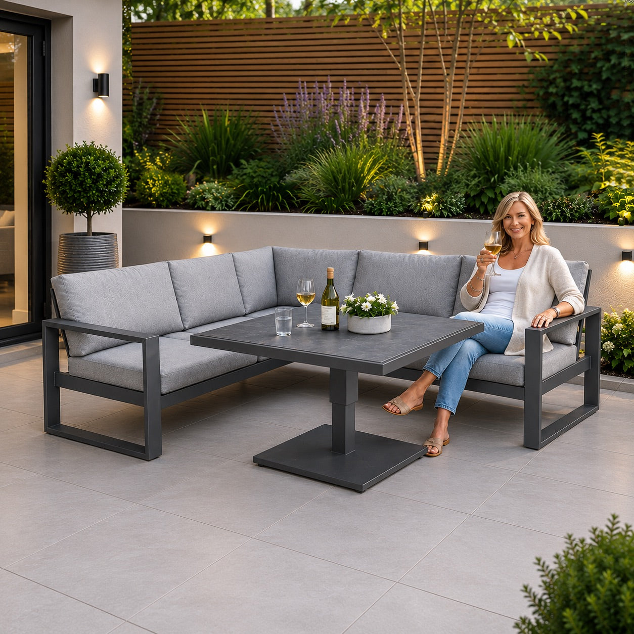 Como Dark Grey Corner Set