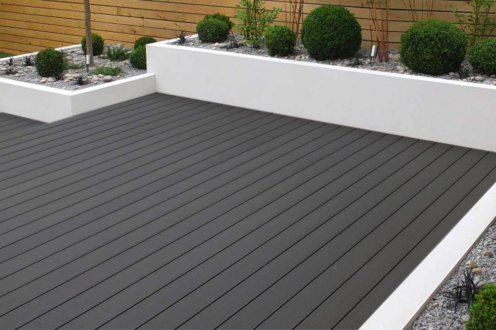 Charcoal Woodgrain/Ribbed Composite Decking